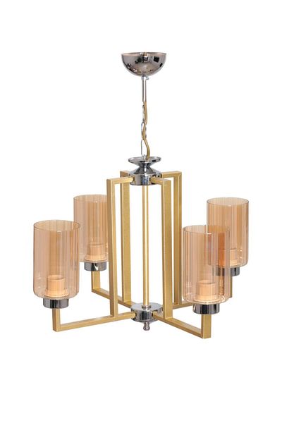Modavize Retro Rustic Case - Gold Honey Glass 4-Piece Chandelier - Living Room Kitchen Bedroom