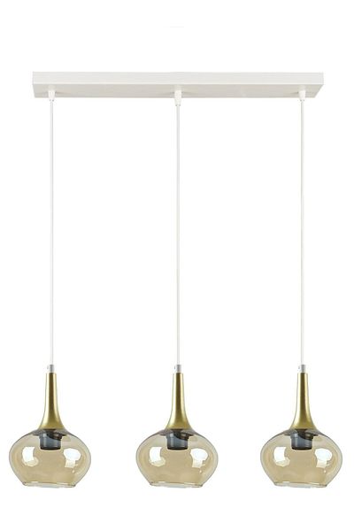 Modavize Nero Modern Design - White Colored, Honey Glass, 3 Row Chandelier Set
