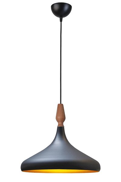 Modavize Nil Modern Design Wooden Detailed Metal Cafe - ثريا مفردة للمطبخ باللون الأسود (35 سم)