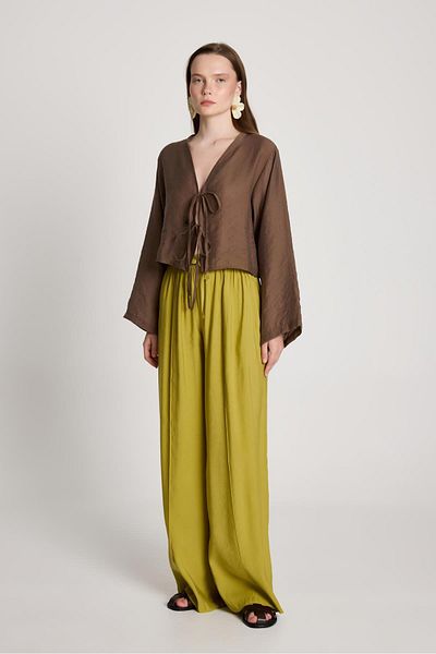 minaaise Γυναικεία Μπλούζα με Καφέ Modal Fabric μπροστά 29163