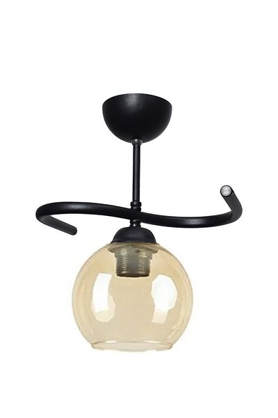 Modavize Fuji Living Room Black Single Chandelier - Kitchen Bedroom Hall - Honey Glass