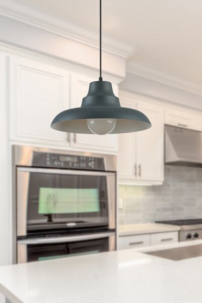 Modavize Carmen Özel Tasarım(ÇAP 30 CM)modern Salon - Mutfak - Cafe Antrasit Içi Beyaz Tekli Sarkıt Avize