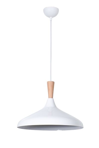Modavize Nil Modern Design Wooden Detailed Metal Cafe - Kitchen White Color Single Chandelier (35 cm)
