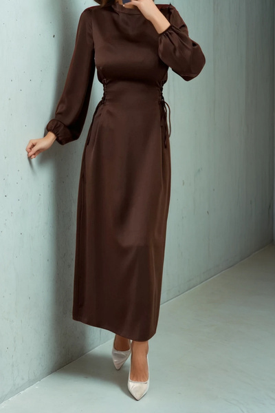 Asya Karen Σατέν Φόρεμα Τεσεττούρα με Πλαϊνό Κορδόνι