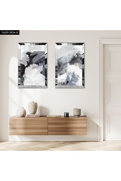 Zevahir Mobilya Dekorasyon SET DE TABLĂ MDF BINARĂ DE DESEN ABSTRACT MODERN CU CADRU DE PLEXY CU OZNĂ DE ARGINTI Fundal colorat