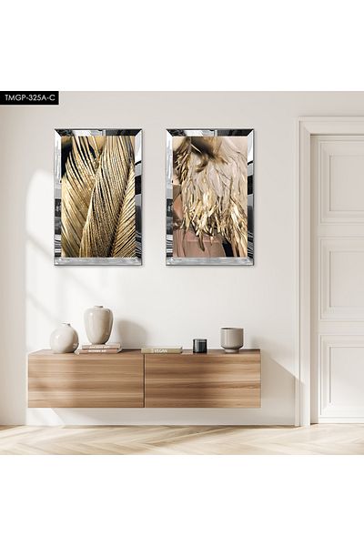 Zevahir Mobilya Dekorasyon SET DE MASA DECORATIVĂ DUALĂ MDF CU CADRU DE PLEXY CU OZAR SILVER