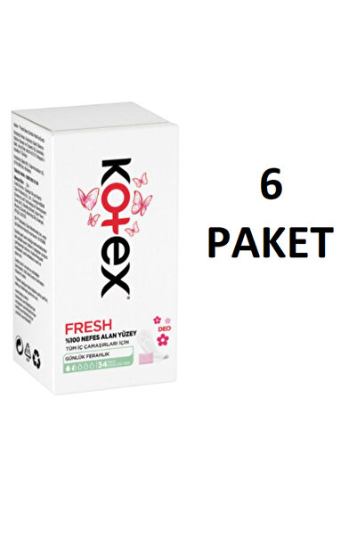 Kotex Günlük Ped Ince 34'lü Parfümlü 6 Paket