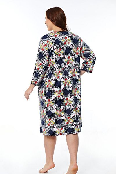 ROMEO LİFE Women's Large Size Cotton Modal Fabric Zippered Patterned Summer Dress 7545