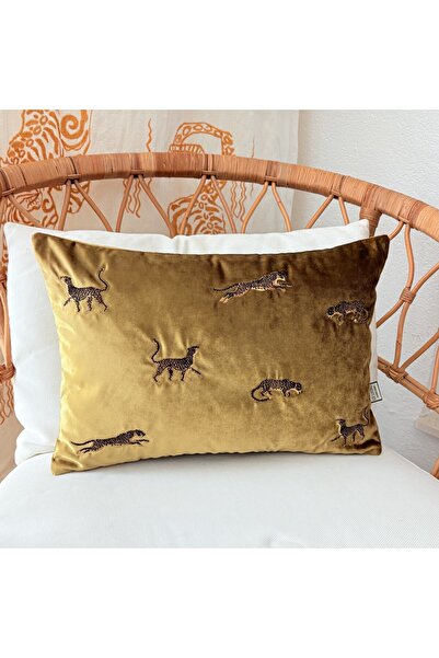 ge living Декоративний чохол для подушки з леопардовим візерунком, золотий оксамит, 35 x 50 см