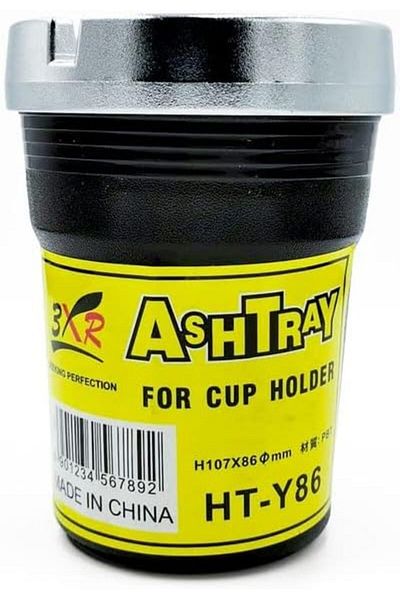 Generic Car Ashtray And Cup Holder Ash Bucket - Black & Silver 1PC 3XR HT-Y86