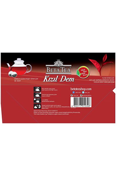 Beta Tea Beta Kızıl Dem Türk Çayı Demlik Poşet 48 Adet