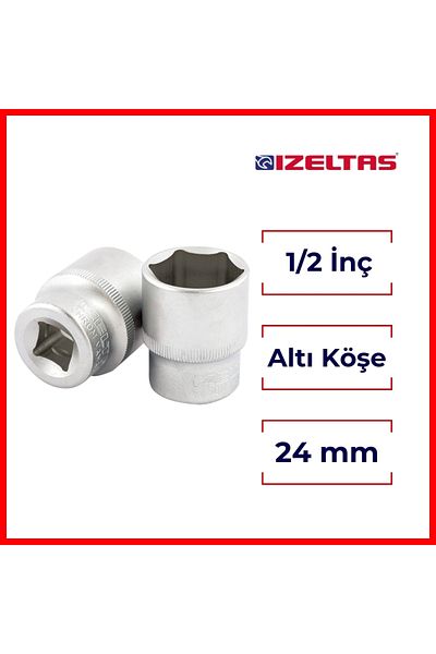İzeltaş İzeltaş Six Corner Socket Wrench, 1/2 Inch 24 Mm, High Torque Resistance