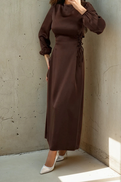 Asya Karen Σατέν Φόρεμα Τεσεττούρα με Πλαϊνό Κορδόνι