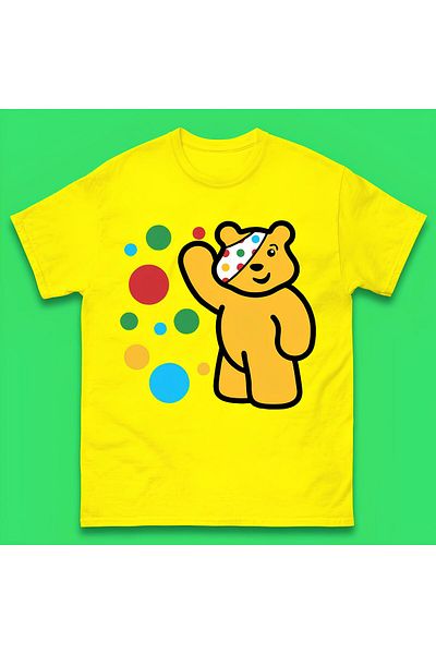 MAGORS Pudsey Bear Printed Cotton Bi̇Si̇Klet Collar Short Sleeve Children's Tshirt