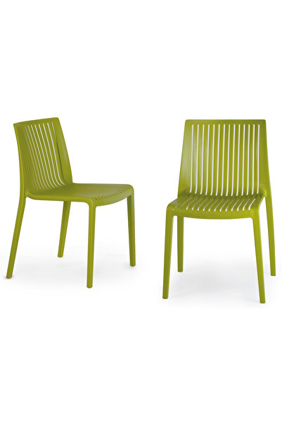 Papatya Cool Plastik Sandalye 2li Paket Yeşil - Bahçe Balkon Mutfak Sandalyesi