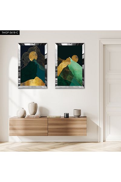 Zevahir Mobilya Dekorasyon SET DE TABLOR MDF DUAL CU CADRU DE PLEXY CU OGLINDA DE ARGINT