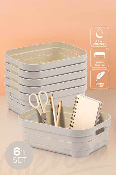 Vienev 6-комплектний 2,8-літровий ящик для зберігання з отворами, бежевий