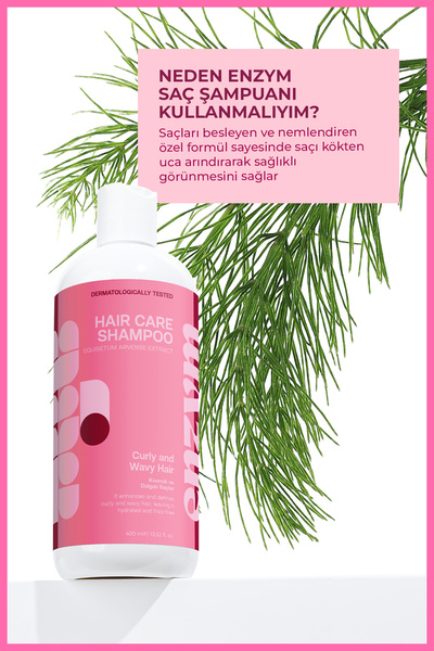 ENZYM COSMETICS Kıvırcık ve Dalgalı saçlar için Saç Bakım Şampuanı 400 ml (bukle belirginleştirici) (tuzsuz)