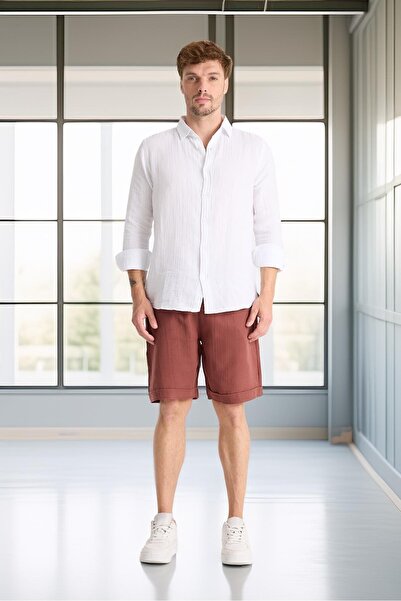 Valiberta Lightweight and Comfortable Double Leg Muslin Men's Shorts - Tile