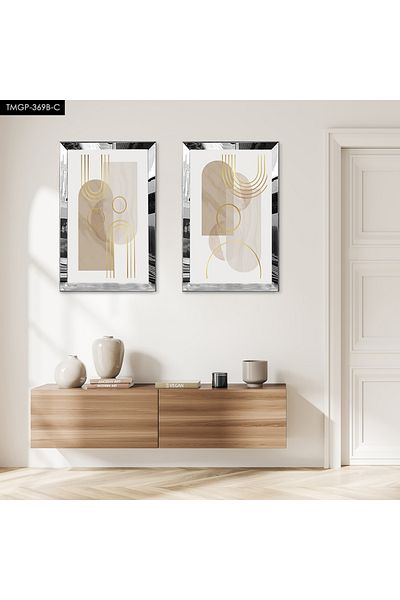 Zevahir Mobilya Dekorasyon SET DE MASA MDF DUBLA CU CADRU DE PLEXY CU OGLINDA SILVER FOND DECORATIV ALB