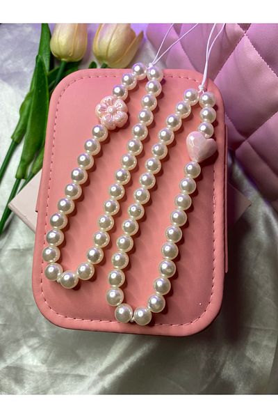 TATLIŞ 1 Pcs Pearl Model Heart or Flower Figure Very Stylish Gift Phone Charm, Keychain