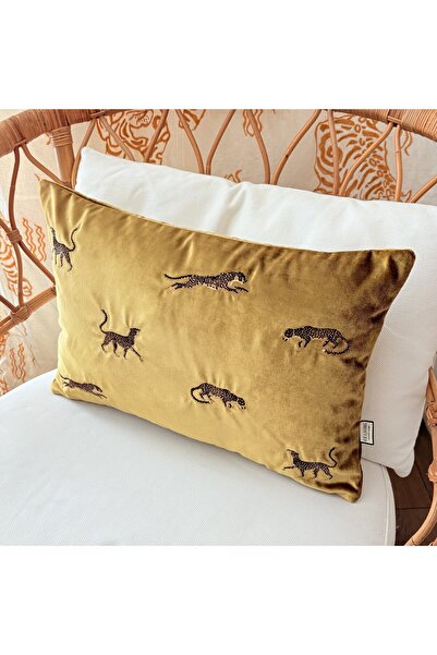ge living Декоративний чохол для подушки з леопардовим візерунком, золотий оксамит, 35 x 50 см