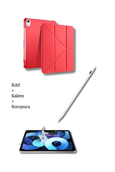 Fuchsia آيباد A16 11. الجيل و10. مجموعة حافظة الكمبيوتر اللوحي المتوافقة مع Nesil A3355 A2757 وواقي شاشة القلم اللوحي