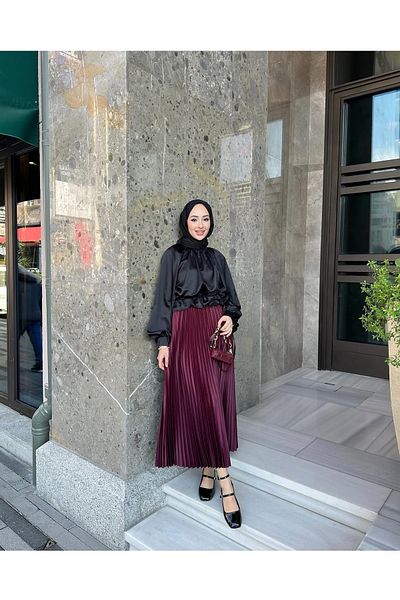 Trend Marfa Fusta hijab plisată strânsă cu talie elastică