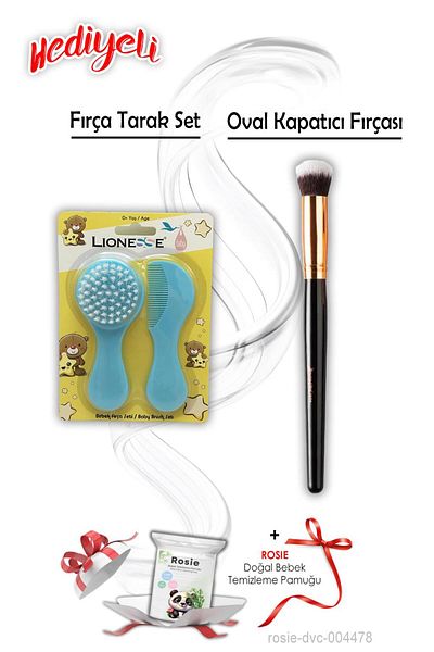 Tarko Blue Brush Comb Set and Oval Concealer Brush Rosie Gift