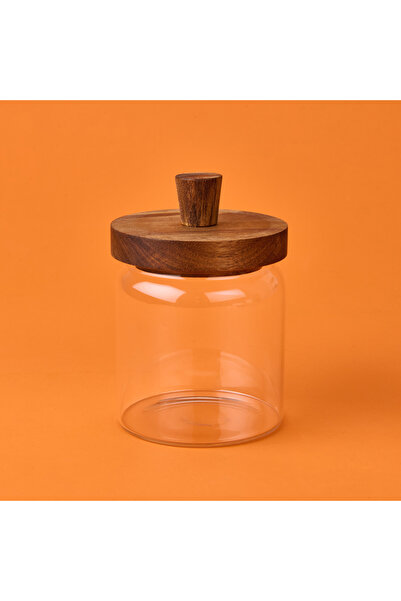 MİEN Mien Bamboo Lid Glass Jar - Light Brown / Transparent - 450 ml