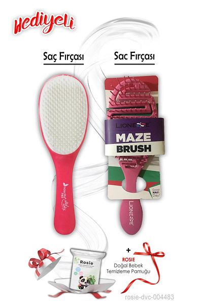 Tarko Hair Brush Oval Pink and Three-Dimensional Combing Brush Pink Rosie Gift