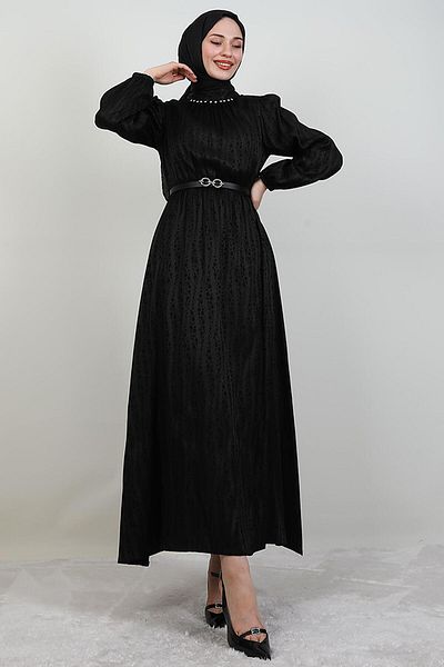 GİYZAMİLA Speckle Patterned Dress Black