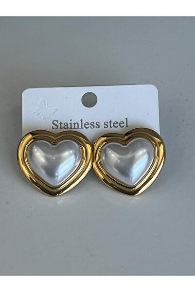 Meri Pearl in the Heart Model Steel Earrings