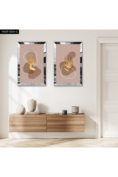 Zevahir Mobilya Dekorasyon FLORI ABSTRACTE DECORATIVE CU CADRU DE PLEXY CU Oglindă SET DE PICTURI MDF BINAR