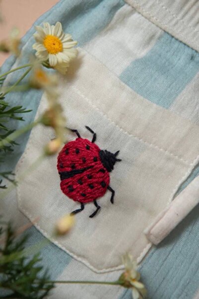 Minigimin Cicileri Miniğimin Cicileri Uğur Böceği Обробка Детально смугастий унісекс дитячий бавовняний комплект - синій