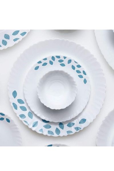 British Chef 10 Pieces Opalware Dinner Set | Microwave, Dishwasher & Frezzer Safe | Blue Leaves Dinnerware Set