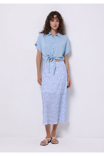 Colin's Midi Printed Zippered Women's Blue Skirt