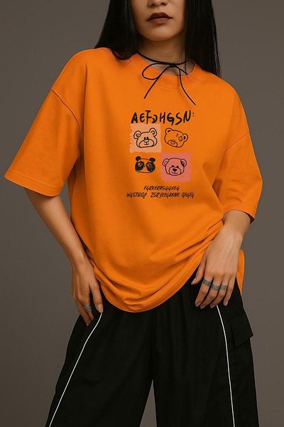 BENROMA 1 προϊόν δώρο για αγορές 6 και άνω Μπλουζάκι Unisex Oversize με στάμπα αρκουδάκι