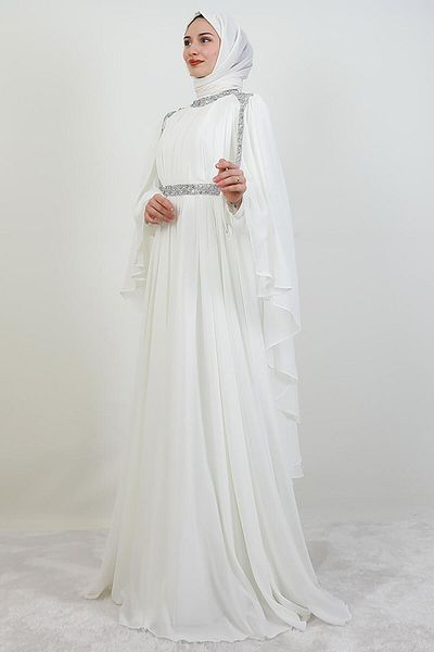 GİYZAMİLA Βραδινό φόρεμα Tutku Chiffon Λευκό