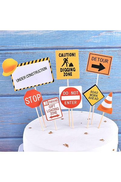 Simmpu Set of 75 Simmpu cake decorations, construction car model, paper, multicolor