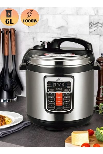 TOSCANA U 6L Electric Pressure Cooker, 12 Functions, 1000W, Black/Grey