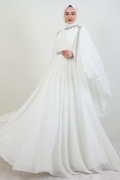 GİYZAMİLA Βραδινό φόρεμα Tutku Chiffon Λευκό