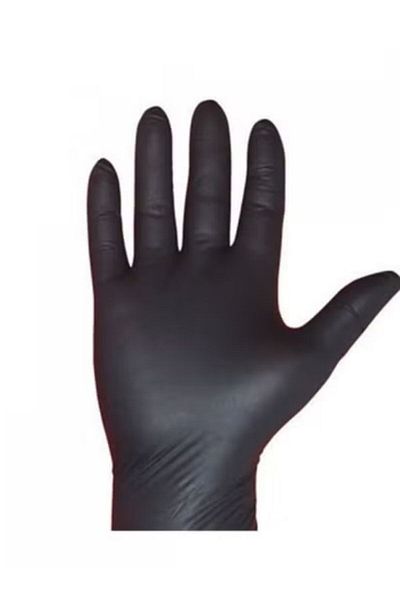 SKP Plastic Black Vinyl Gloves, Large (70 Count)