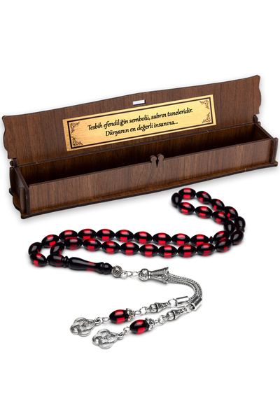 OTTOTESBİH Men's 7x11mm Red Vernier Scented Powder Amber Rosary