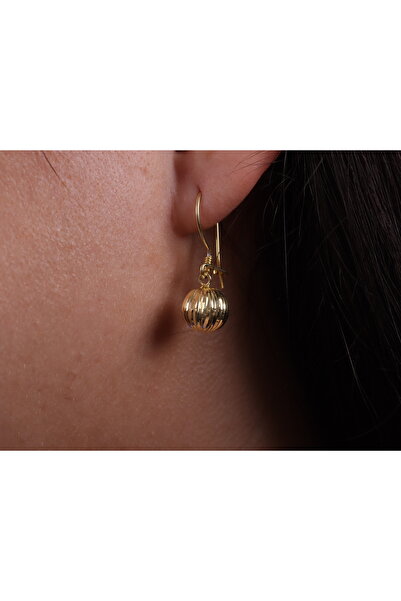 Ervam Kuyumculuk 925 Ayar Gümüş Arkası Kilitli Sallantılı Top Küpe