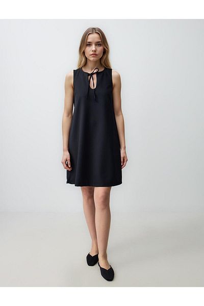 Jimmy Key Black Relaxed Fit Halterneck Sleeveless Woven Mini Dress