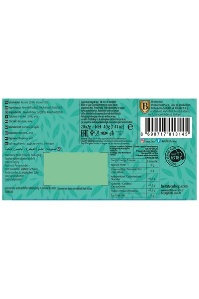 Beta Tea Rezene Çayı 20 Adet - Beta Herbtea Collection
