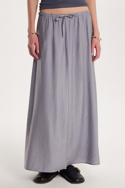 Tudors Women's Standard Fit Elastic Waist Tie Gray Skirt