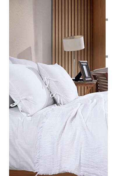 Elart Cream Colored Glow Pique Duvet Cover Set - 5 Pieces