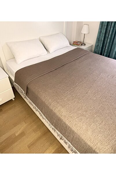 Mujo Home Collection Double Sided Organic Cotton 4 Layer Muslin Blanket & Bed and Sofa Cover – Cream & Brown